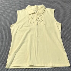 Lady Hagen Cream Sleeveless Golf Polo Blouse Pleated